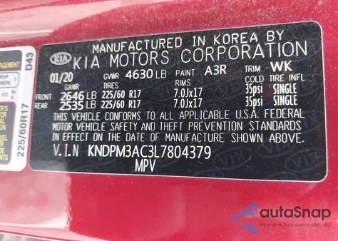 2020 Kia Sportage Lx из США, поврежденный, VIN KNDPM3AC3L7804379